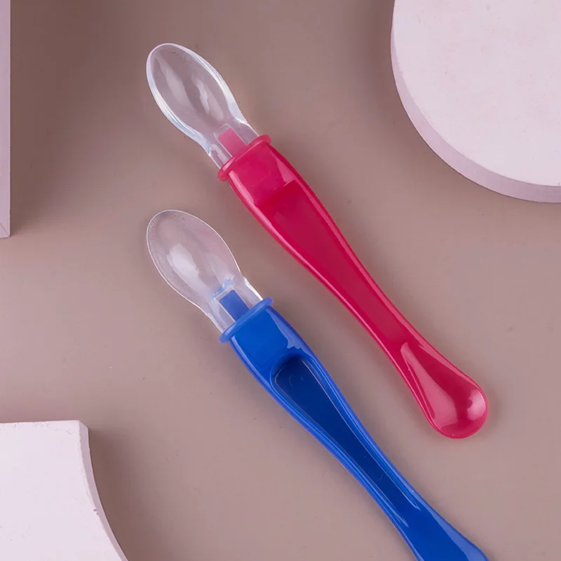 Anti-choke Non-toxic BPA Free Safe  Baby Infant Temperature Sensory Color Changing Spoon Thermochromic Heat Sensitive Spoon