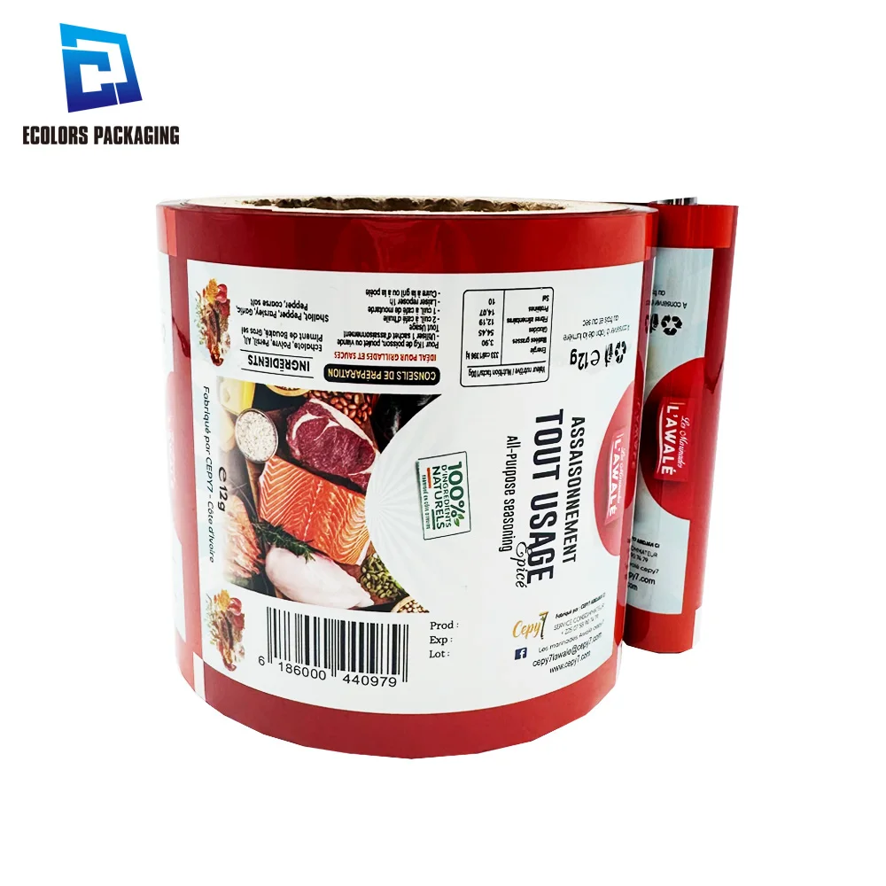 high quality custom printed back side seal bag spice hot pot seasonings plastic packaging metallized film rolls
