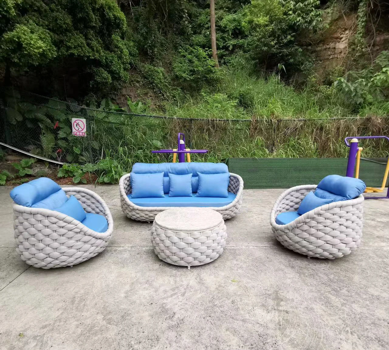 Terrace outdoor balcony furniture rope weaving outdoor lounge furniture garden sofa set