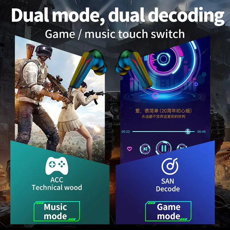 Q31 Tws Gaming Earphone Bass Stereo Wireless Headset Game Music Waterproof Earbud Mini Touch In-ear Headphones