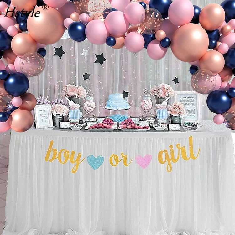Gender Reveal Party Supplies Rose Gold Navy Blue and Pink Balloon Garland Arch Kit with Confetti Latex Balloons ST194