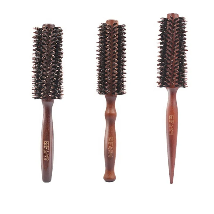 New Arrivals Hair Comb Bristles Rolling Inner Buckle Straight Hair Style Pig Bristles Wooden Rolling Comb