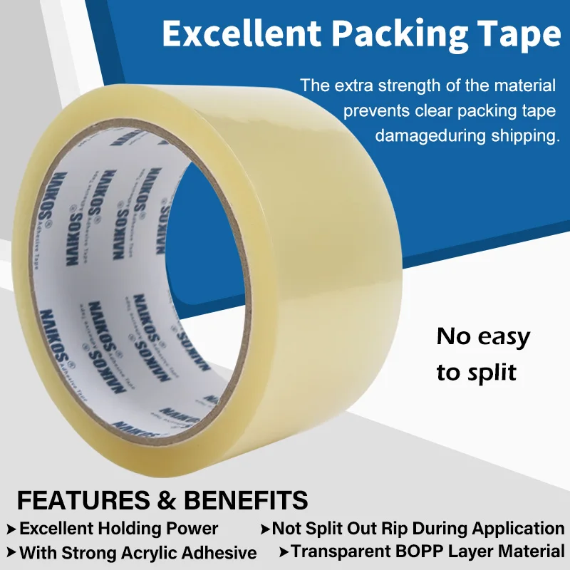 Custom Heavy Duty Clear Opp Bopp Adhesive Shipping Packing Tape Roll Waterproof for Carton Box Sealing