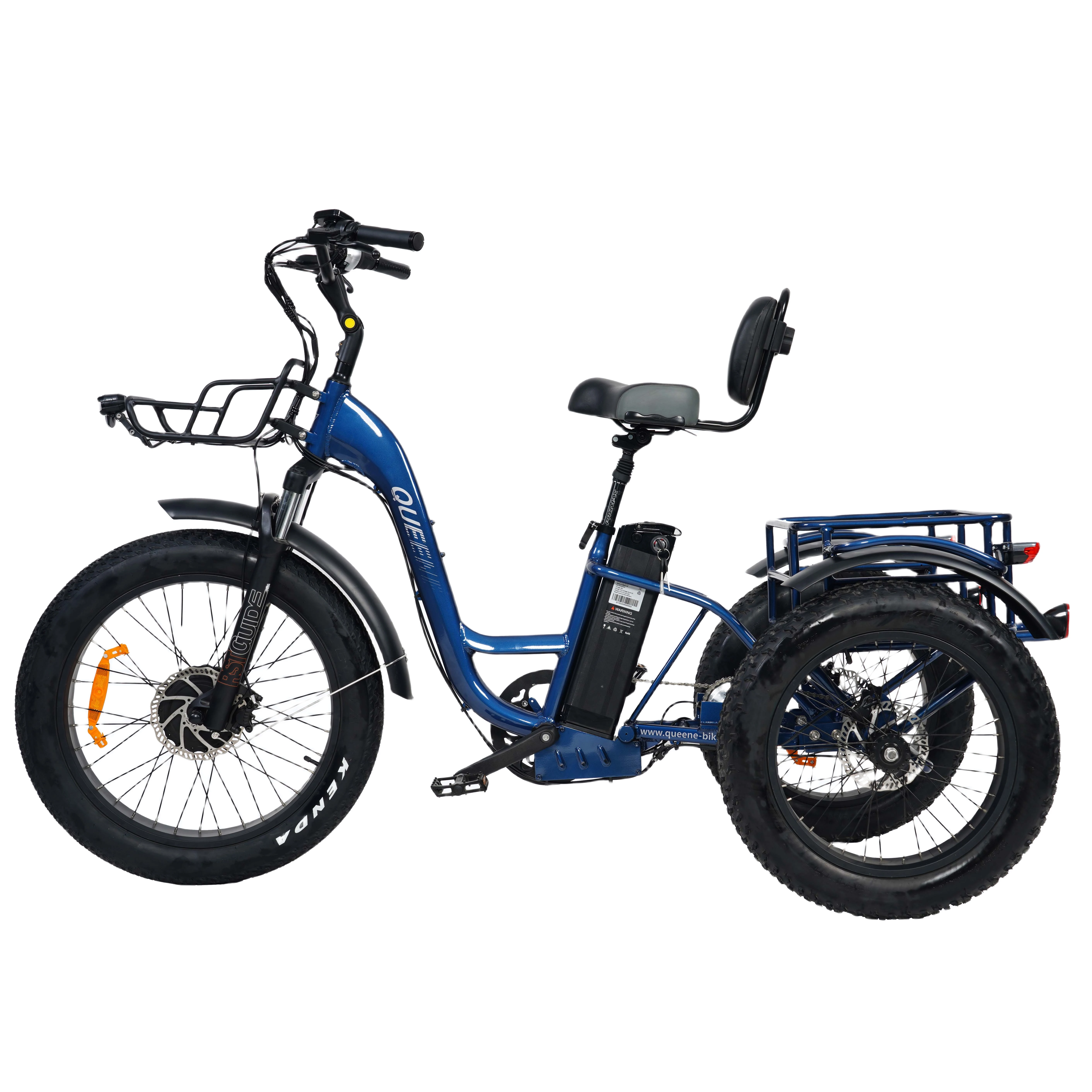 QUEENE/Classic 750W 3 Wheel F 24 Inch R 20 Inch Electric Cargo Bike Fat Tire Electric E Trikes