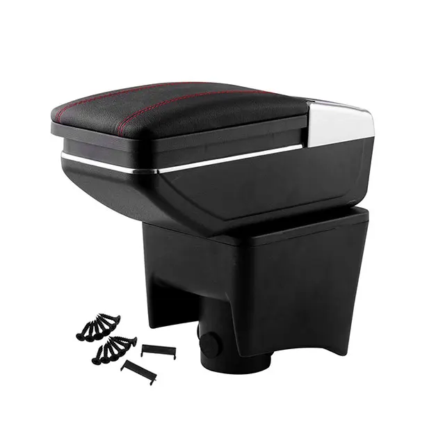 Black Leather Red Line Car Armrest Truck Seat Covers For VW Volkswagen Polo