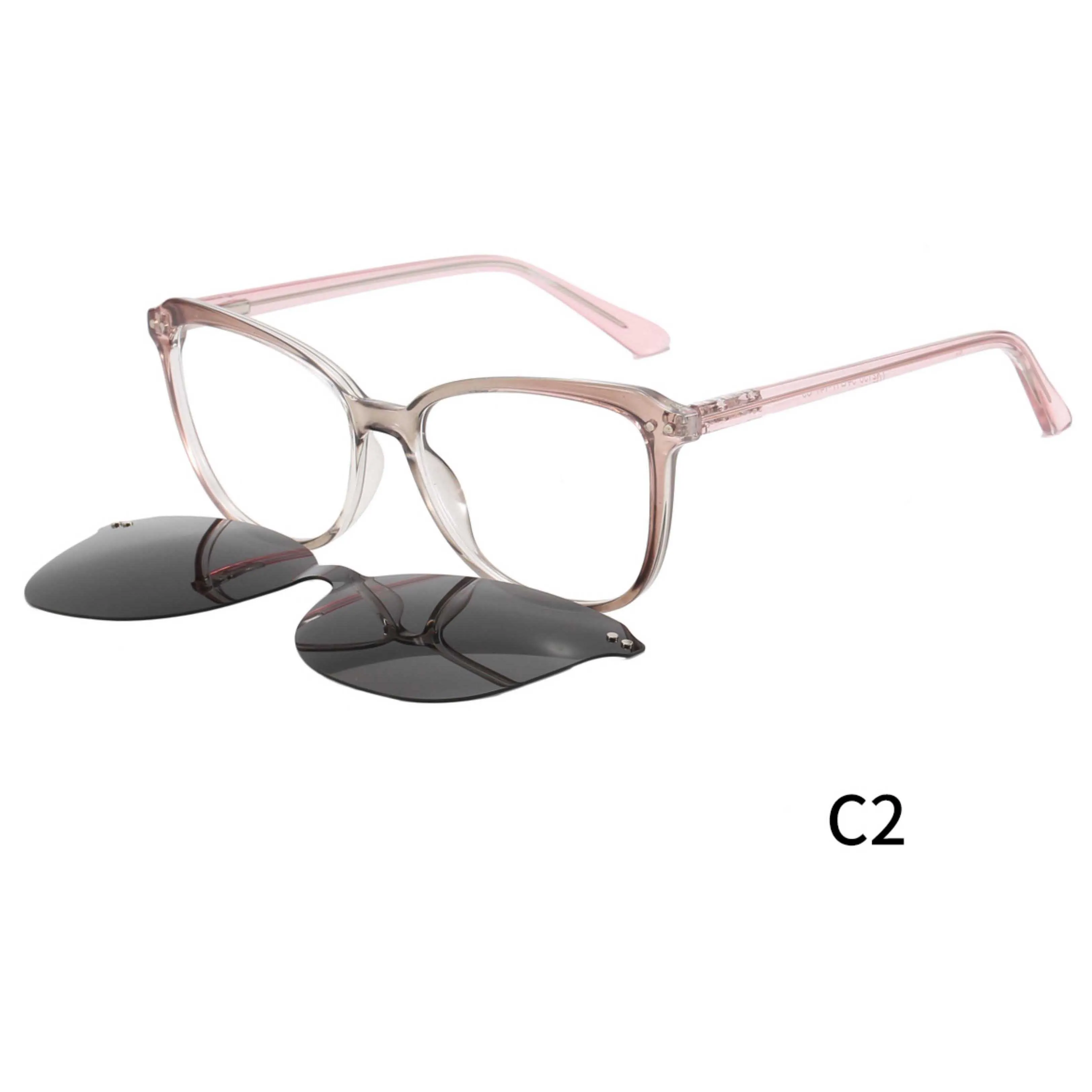 Trendy clip on eyewear custom logo for sunglasses magnetic lens sunglasses