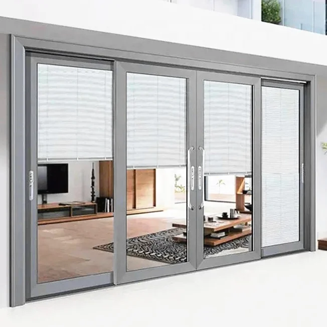 Aluminum Sliding Door Knocked Down Pocket Door Patio Metal Frame With Sliding Hardware Kits Black Metal Exterior Door