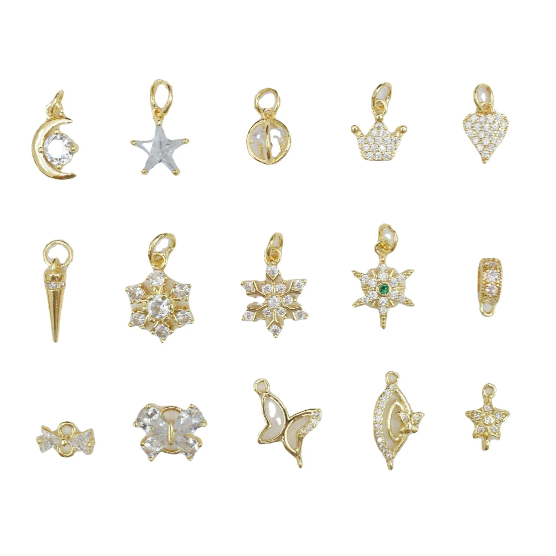 Factory wholesale Handmade bracelet pendant moon stars rhinestone charming bouquet flower brooch DIY pendant charms accessories