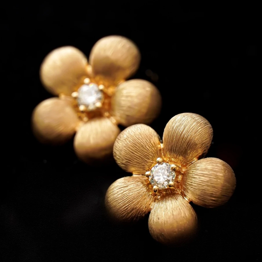 H&F Original 6.4 gram Custom 9ct 14k 18k Solid Gold Earring Stud Classic Vintage Fashion Jewelry Stud Earrings Natural Diamond