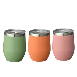 Custom logo egg shape mug beer 12oz glitter stainless steel wine tumbler