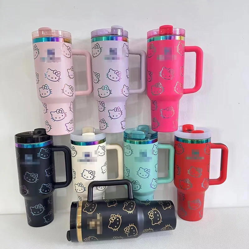 40oz Kitty Bottles Tumbler Insulated Thermal Coffee Cup Stainless Steel Travel Mug Large Capacity