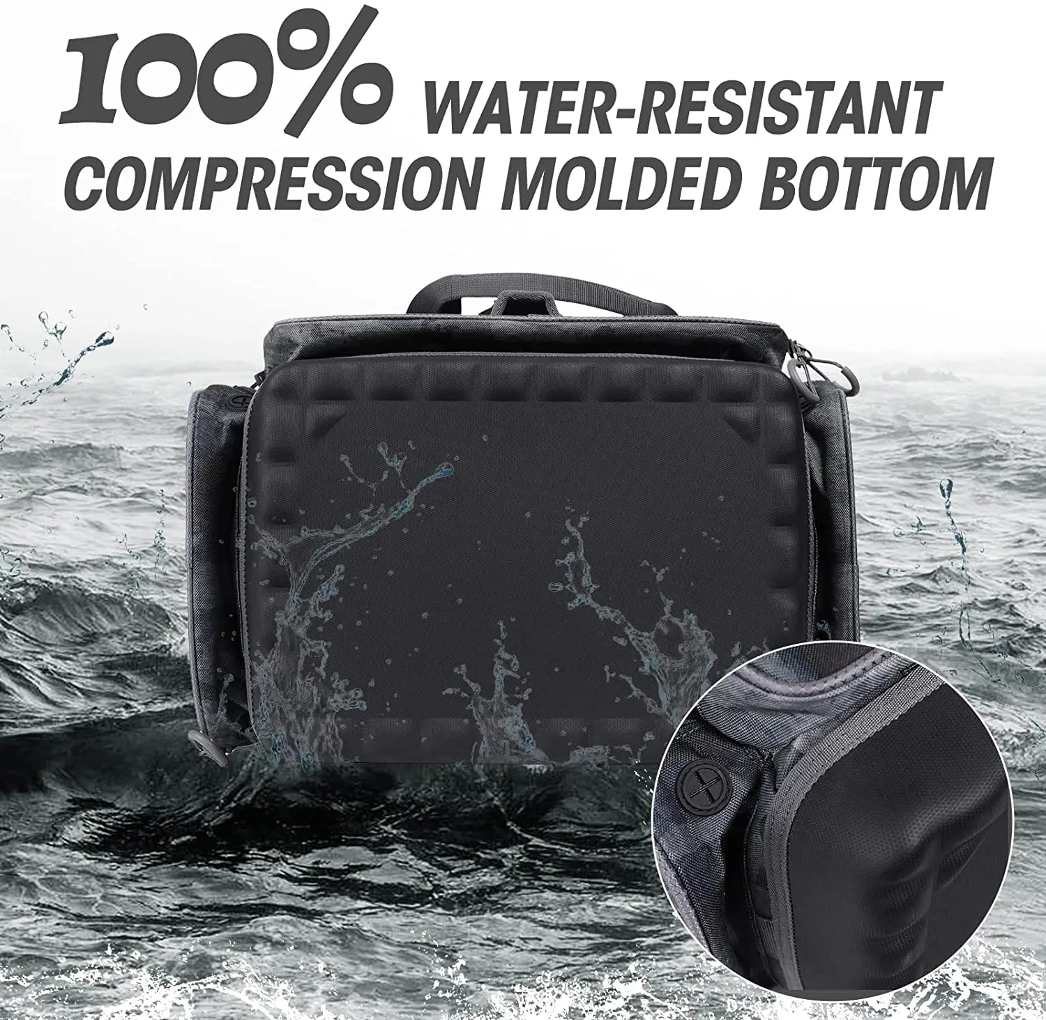 Large Water-Resistant Fishing Storage Bag Fishing Tackle Bag with 2pcs 3600 Tackle Tray Boxes and Rod Holder
