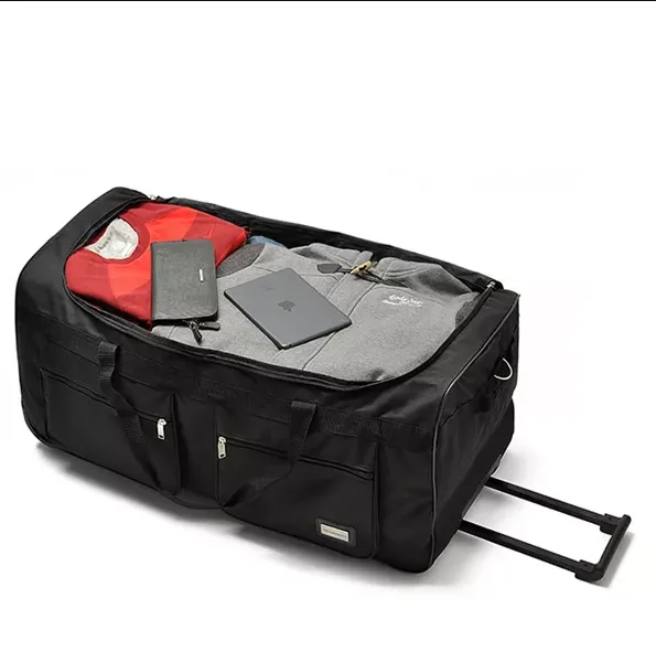 Custom Wholesale Black Foldable Luggage Bag Travel Trolley Bags With Wheel