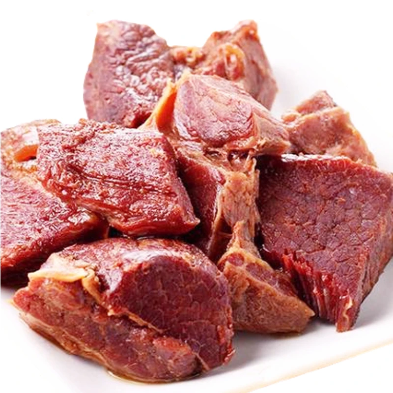Оптовая продажа говядина с пятью вкусами вяленые кубики хорошего качества вкусная Высокая Пищевая ценность китайская халяльная еда 300