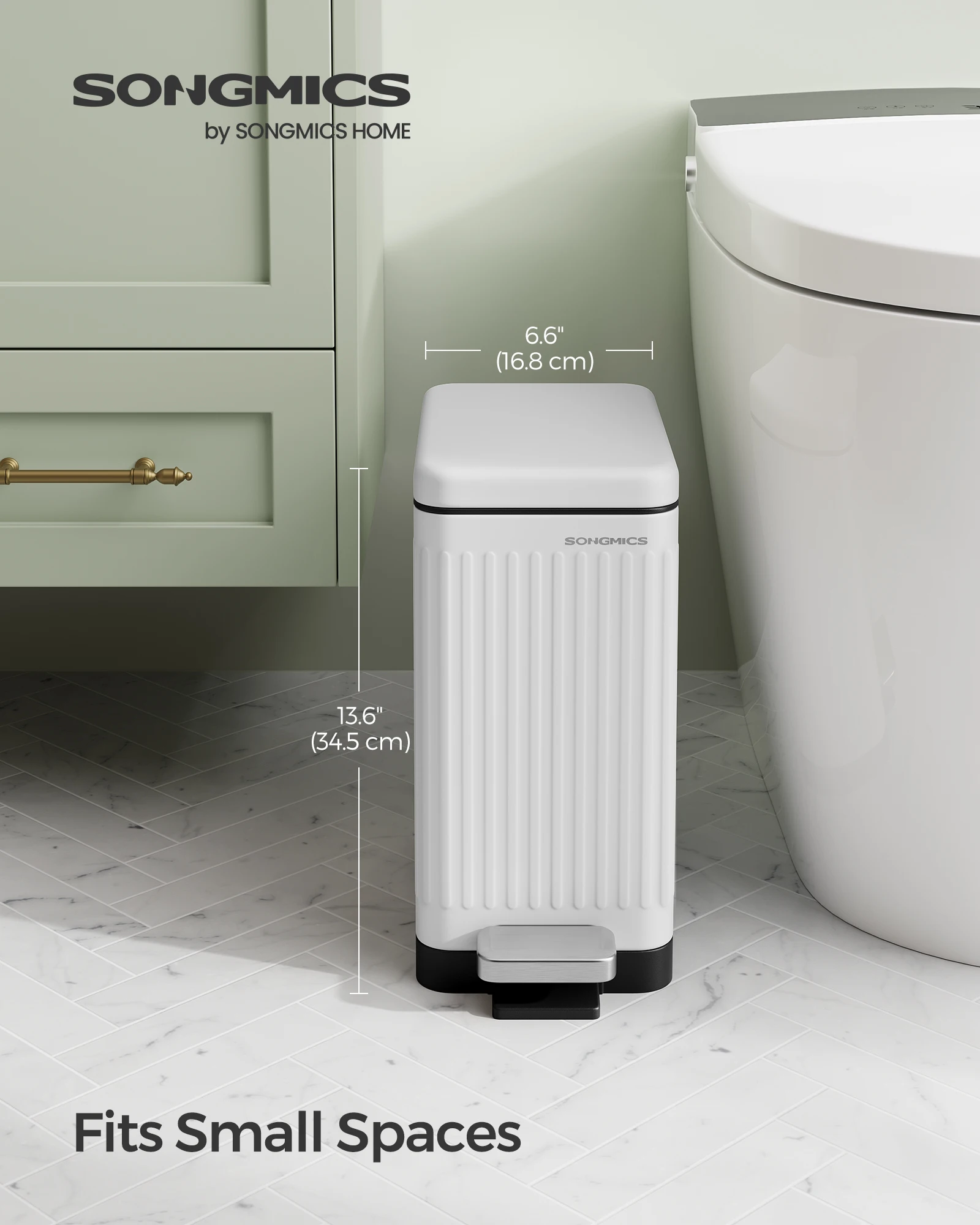 SONGMICS slim 10 L Rubbish Can  Waterproof Dustbin Home Garbage Bin foot step pedal  trash can