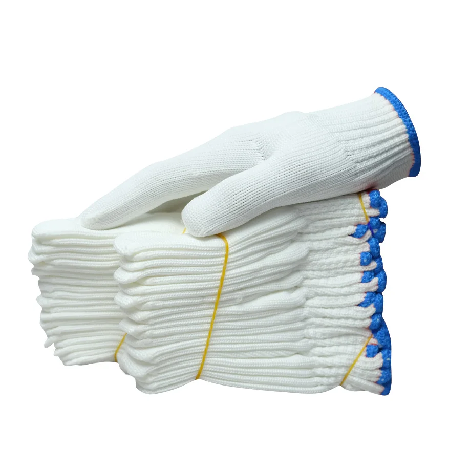 Cotton Knitted Working Protective Gloves White Cotton Gloves Mittens for Construction