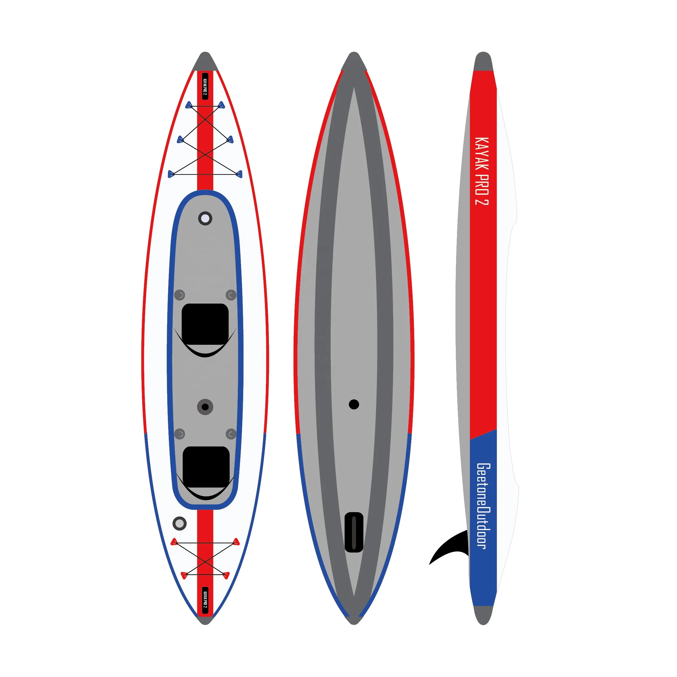 GEETONE 2 Person Recreational Kayak Inflatable Drop stitch Kayaks Gonflabl High Pressure 15PSI Coasto Sandbanks Kayaker Extasea