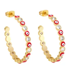 Fashion Evil blue Eye Circle hoop earrings jewelry cubic zircon Big Huggie Hoop Earring for Women