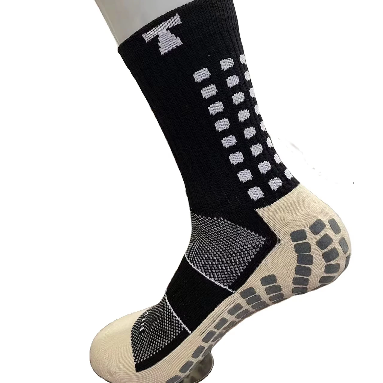 wholesale  FootBall Soccer Socks with flocking  Non Skid Slip Cushioned Sports Football Grip Socks low MOQ