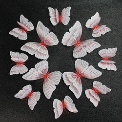 Realistic PVC 12 Pieces double wings 3d butterfly stickers for home decoration and wedding decoration