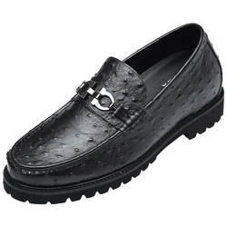 Hot sale handmade genuine leather height increasing men business casual loafer shoes