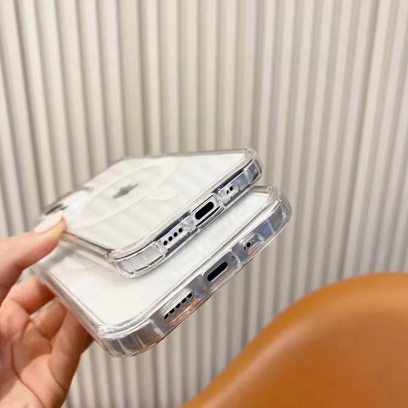 Прозрачный Магнитный чехол для телефона с беспроводным зарядным устройством для Magsafe samsung S22 ultra S22 Plus