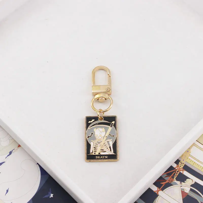 Creative alloy accessories Tarot metal key chain magic Tarot enamel Tarot key chain amulet pendant