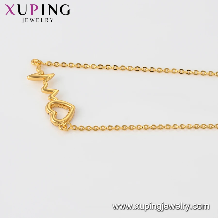 46107 xuping модные золотые ожерелья 24k позолоченные циркониевые в форме