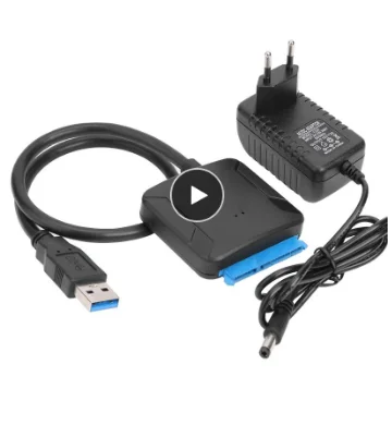 SATA to USB 3.0 Adapter Cable for 3.5/2.5 Inch SSD HDD SATA III Hard Drive Disk Converter Support UASP with 12V Power Adapter