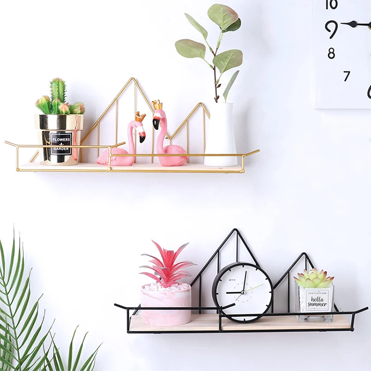 Wall Decor Shelf Metal Wood Rustic Decorative Hanging Floating Shelves Mount Decoration Furniture Wood Wall Shelves