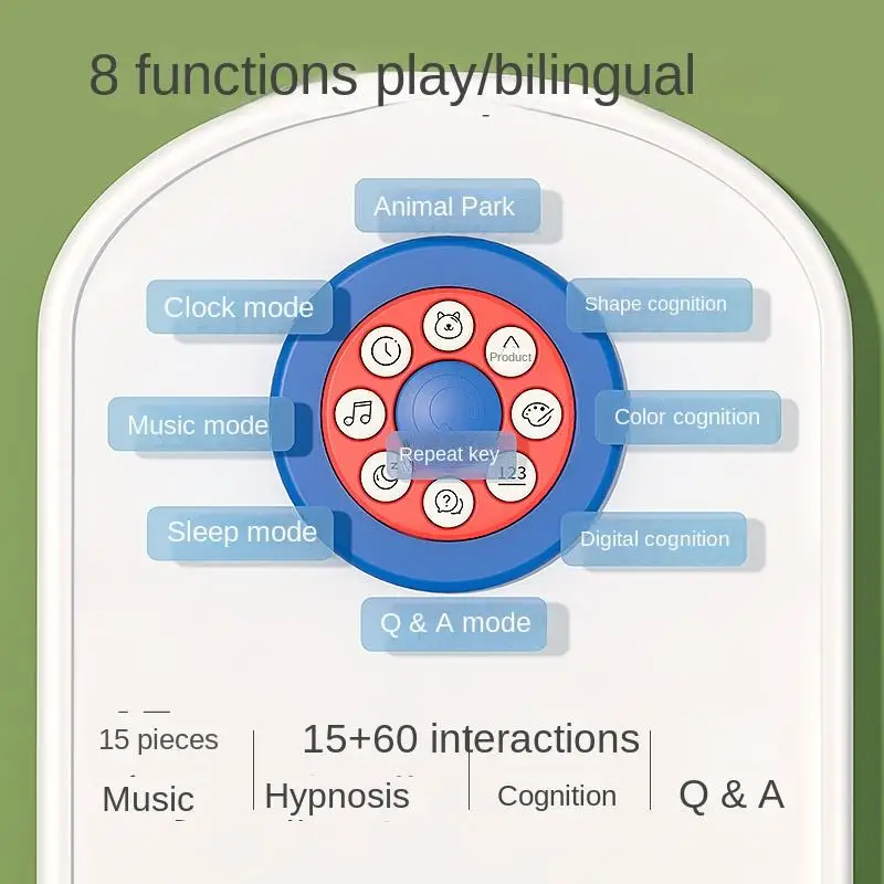 Early Education Montessori Cartoon Kids Learning Clock Matching Cognitive Educational Toy with Music Light