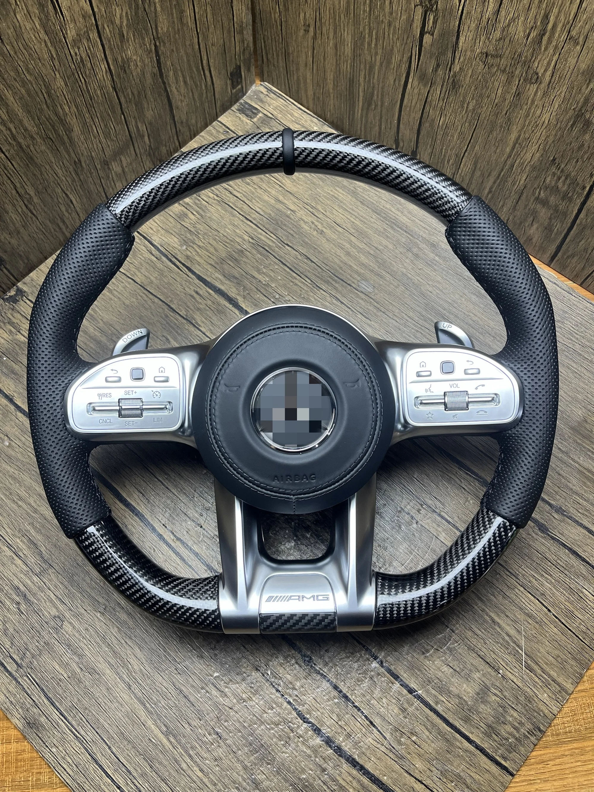 Custom AMG Carbon Fiber D-Shape Steering Wheel Benz E-Class GLS Personalized Red Stitch Color Sports Made Leather