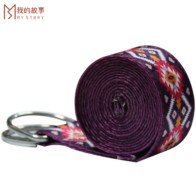 
Yoga Accessories Eco-friendly Custom Logo Cotton Yoga Stretch Belt 