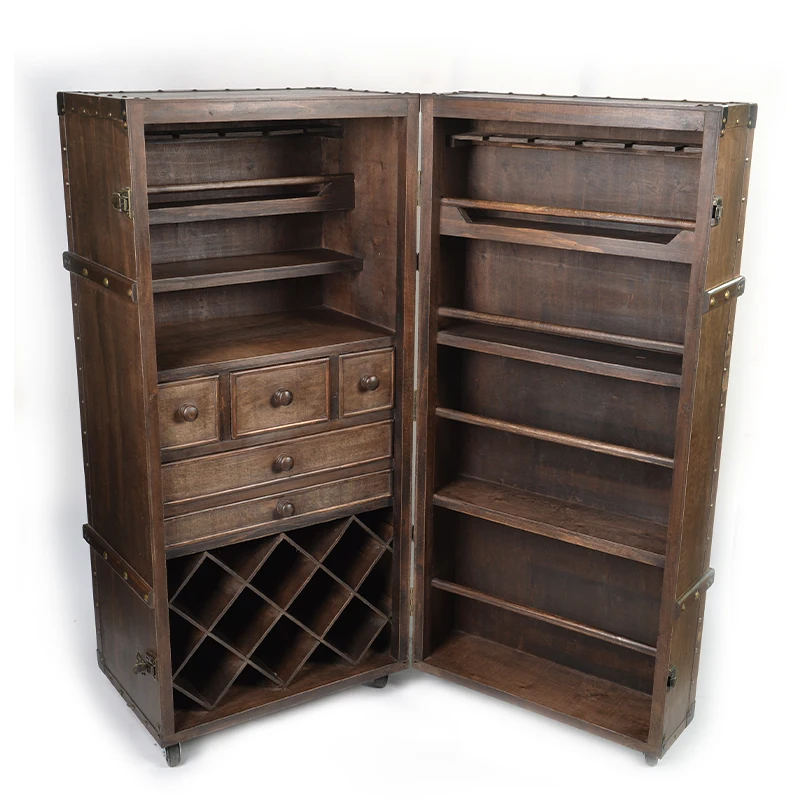 Handmade Plywood Wood Display Cabinet With Drawers Wine Storage Cabinets