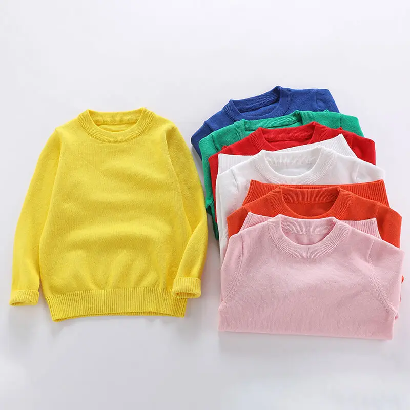 2020 Designer Spring Fall Knitted Cotton Kids Unisex Wear Clothing Casual Style Crew Neck Children Pullover Sweaters For Boys