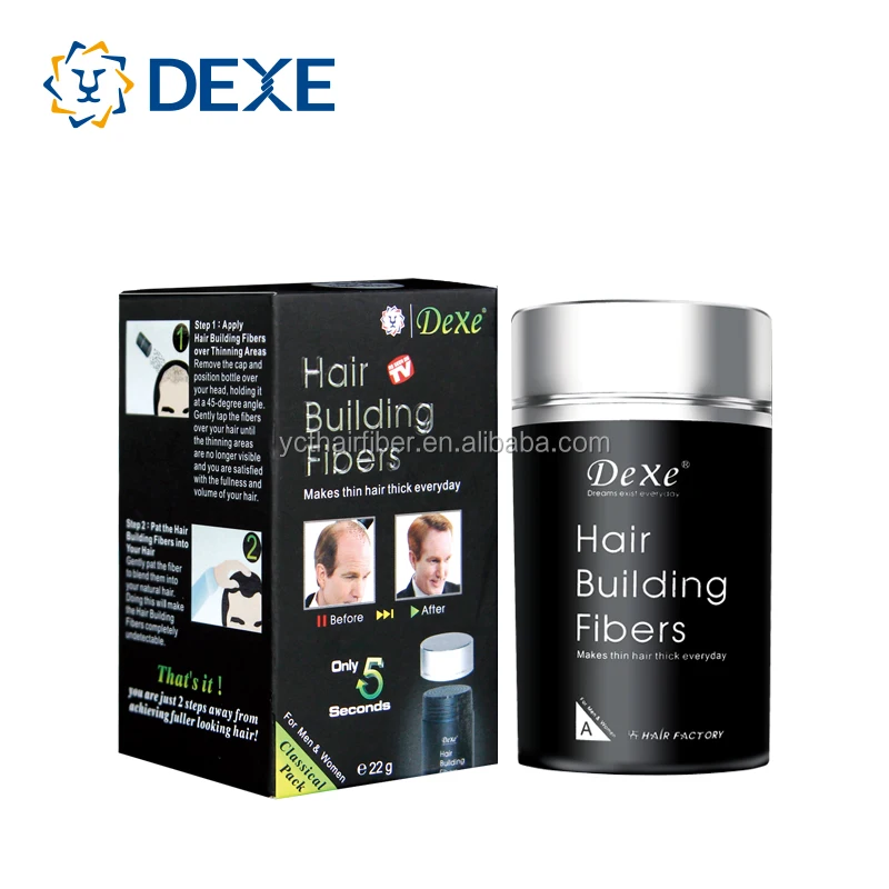 Dexe Custom Logo 27.5g 22g Thickening Hair Fibers Brown White Black Keratin Hair Building Fibres Spray Powder for Thinning Hair