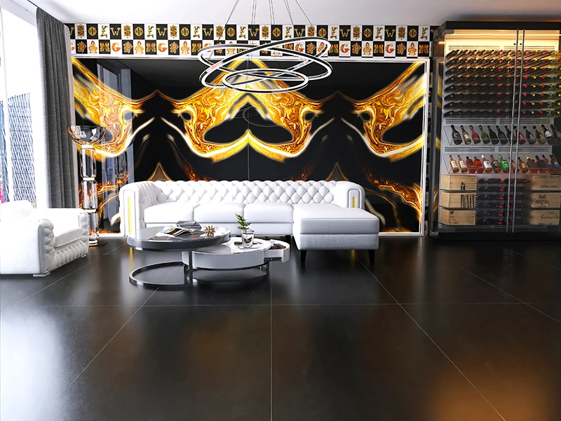 Foshan building materials glitter tiles sintered stone vitrified indoor bathroom luxury black and gold large porcelain tiles