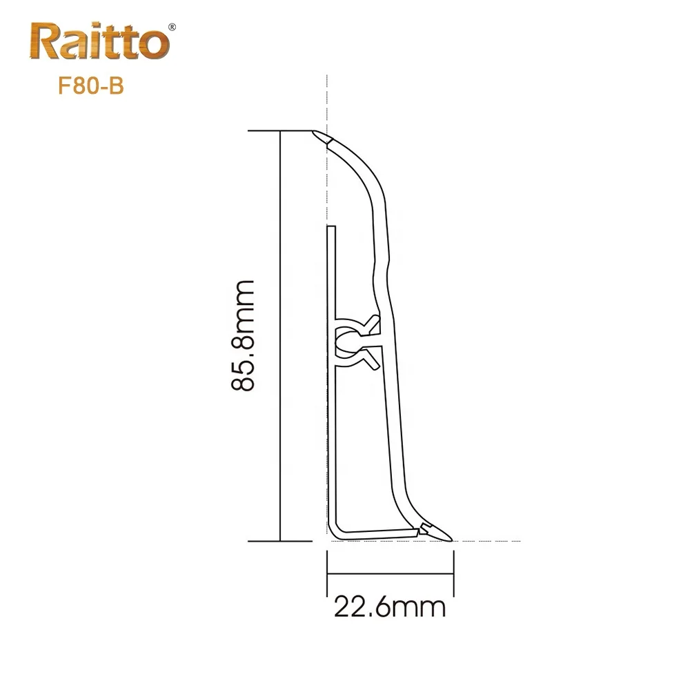F80-B, RAITTO New Products Plastic Flooring Profile Tile Foam Skirting Board Color PVC Foam Baseboard