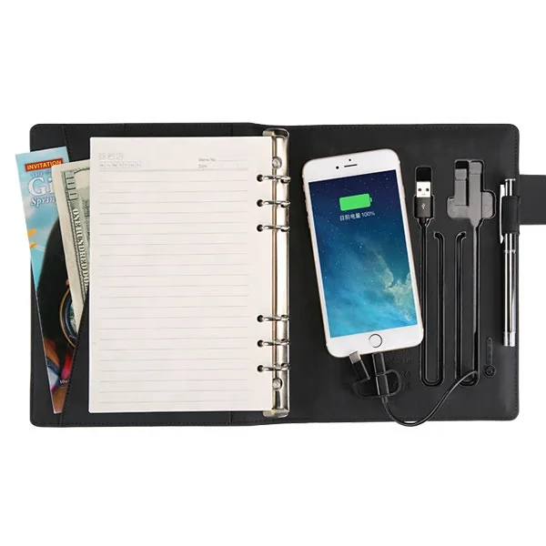 
Planner diary notebook with power bank and usb flash drive A5 business notebook with wireless charger 