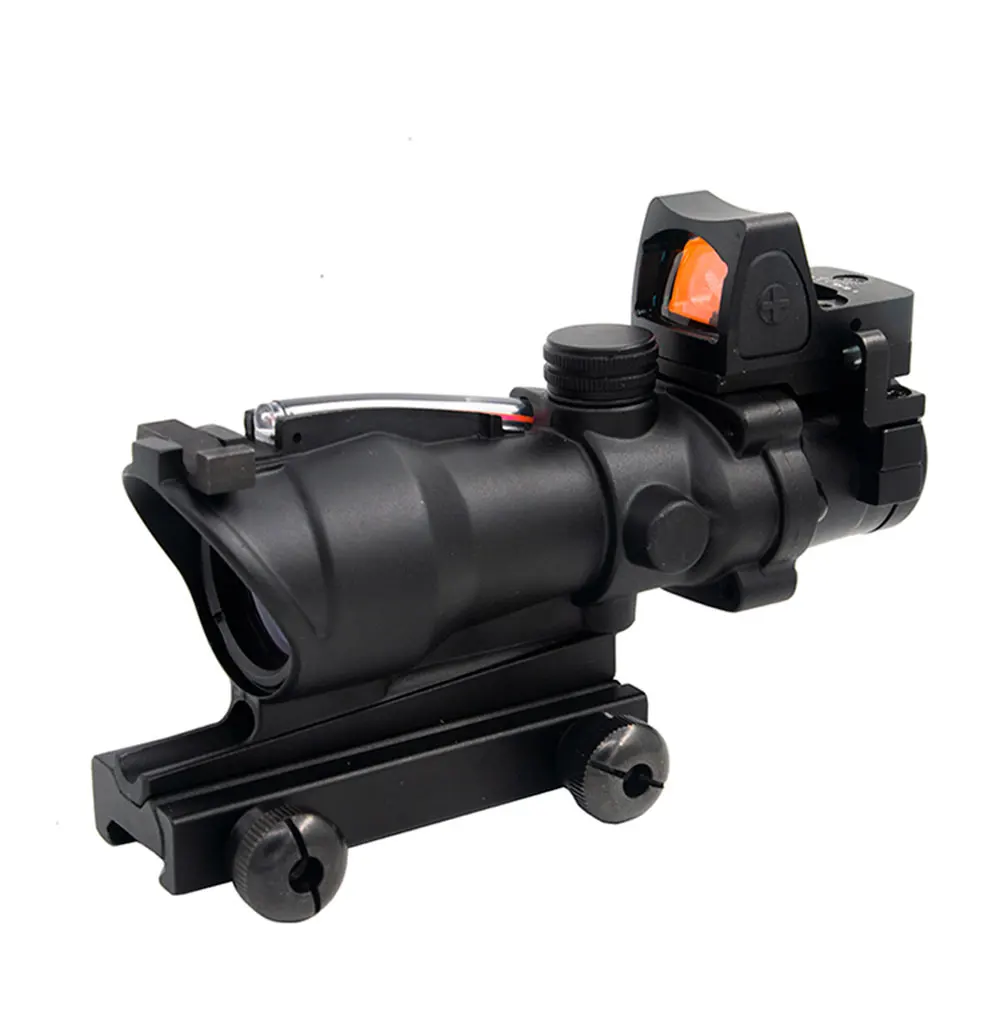 Тактический охотничий прицел Acog 4x32, красно-зеленый волоконный прицел с подсветкой и шевронным узором, тактический оптический прицел