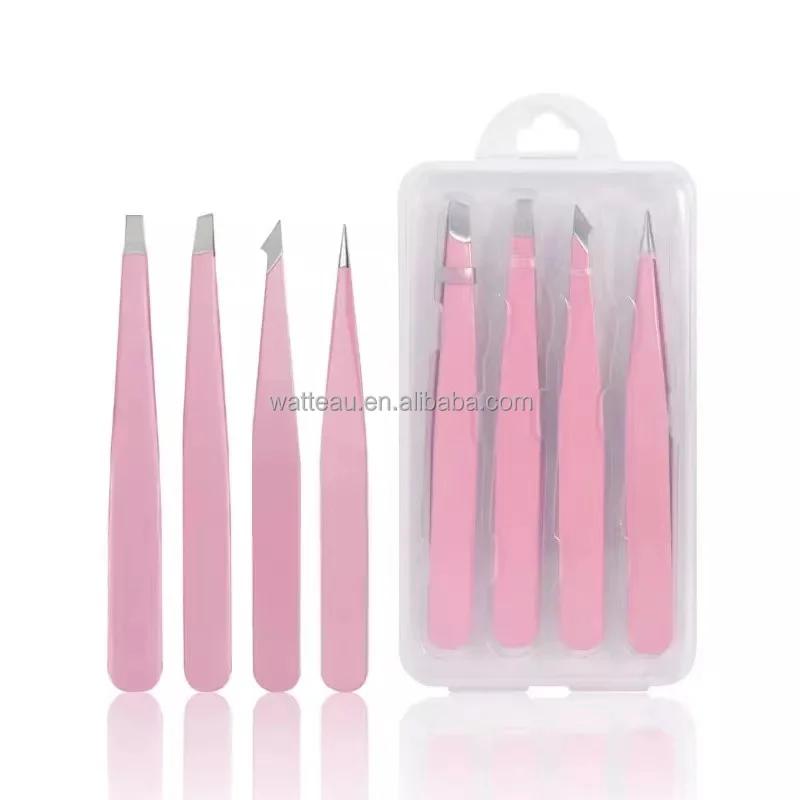Tweezer Set 4piece professional Stainless Steel Tweezers Preci-sion Tweezers for Eyelash Extension Eyebrows Facial Blackhead