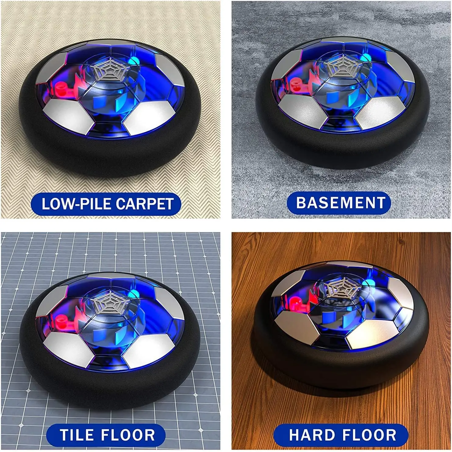 Kids Toys Gifts Rechargeable Air Soccer Indoor Floating LED Light Hover Soccer Ball with Upgraded Foam Bumper