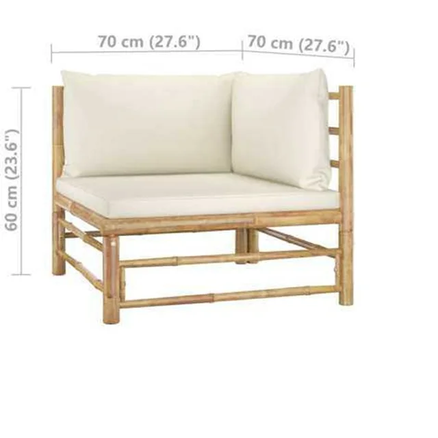 Bamboo KD corner armchair with seat and back cushions , Vietnam Outdoor