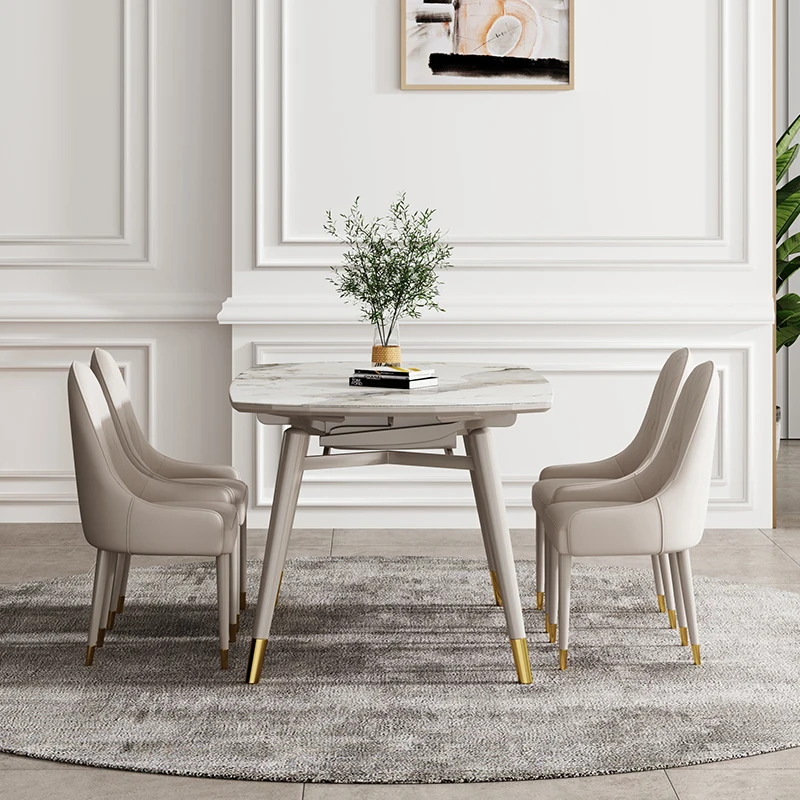 Great Foshan Factory Modern Retractable Dining Table And Chair Combination Round Dining Table Folding Dining Table