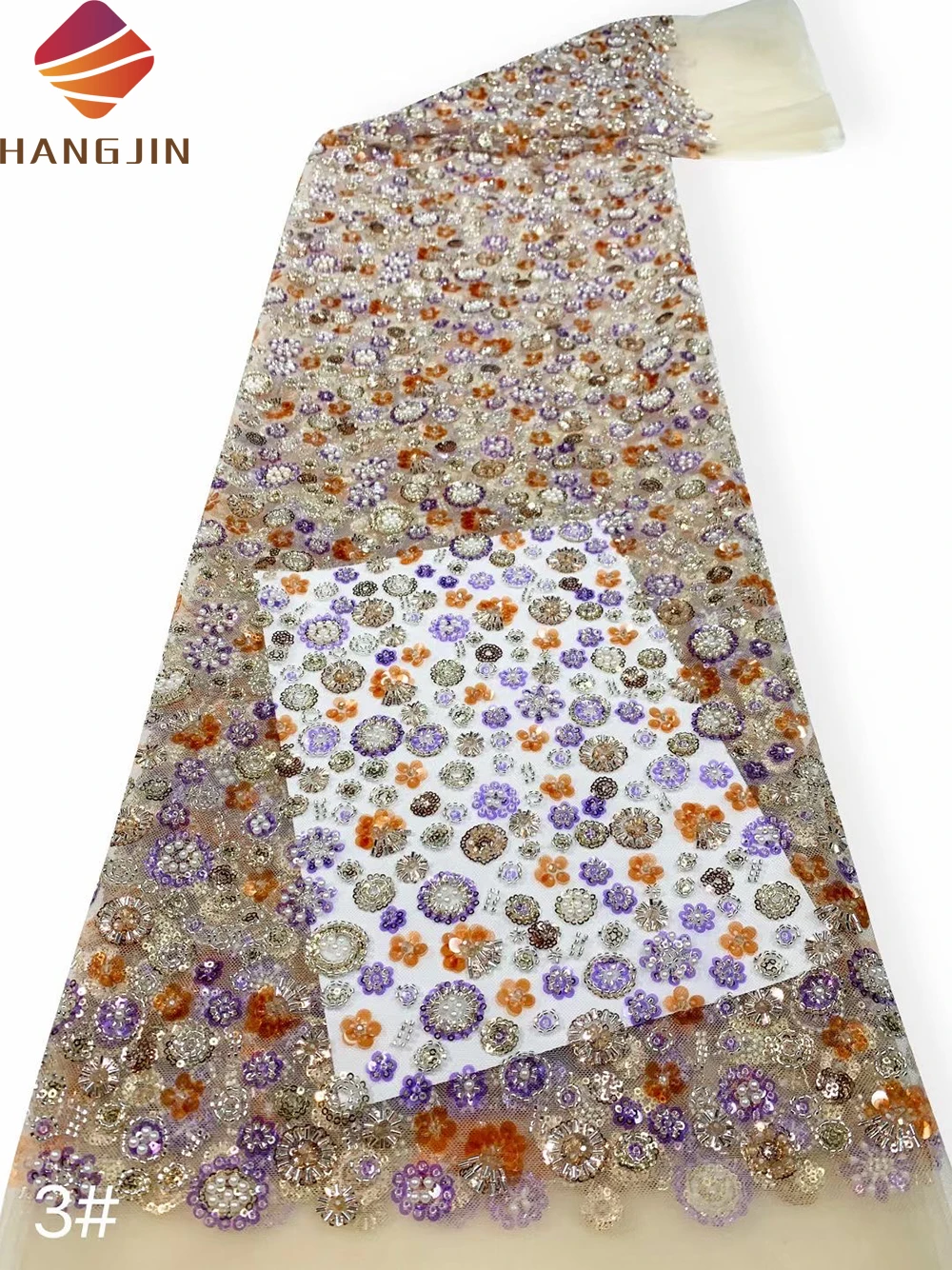 Luxurious Handmade Beads Embroidery Lace Fabric French Tulle Sequined Beaded Lace Fabrics Making Evening Party Dress