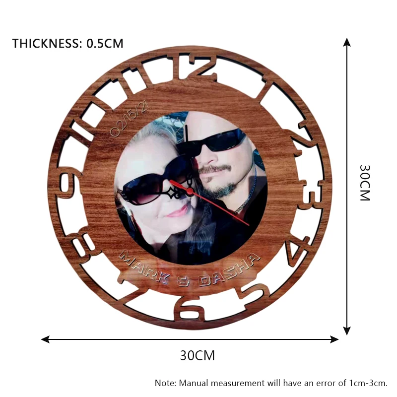 Custom Sublimation MDF Wall Clock Vintage Rustic Large Wooden Clocks Home Decoration Modern Fashion Hollow Design Blank Creative