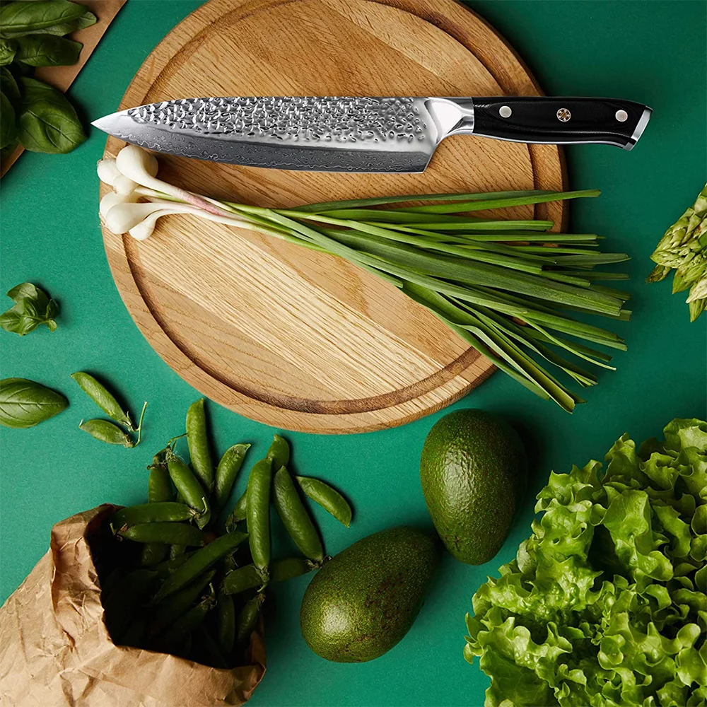 Unique japanese kitchen damascus chef knives set making chopping sharpest German carbon steel blank knife custom logo