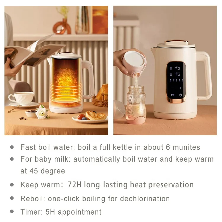 1.5L Multi Smart Electric Kettle Led Display Constant Temperature Boiling Thermal Hot Water Portable 110v Electric Smart Kettle