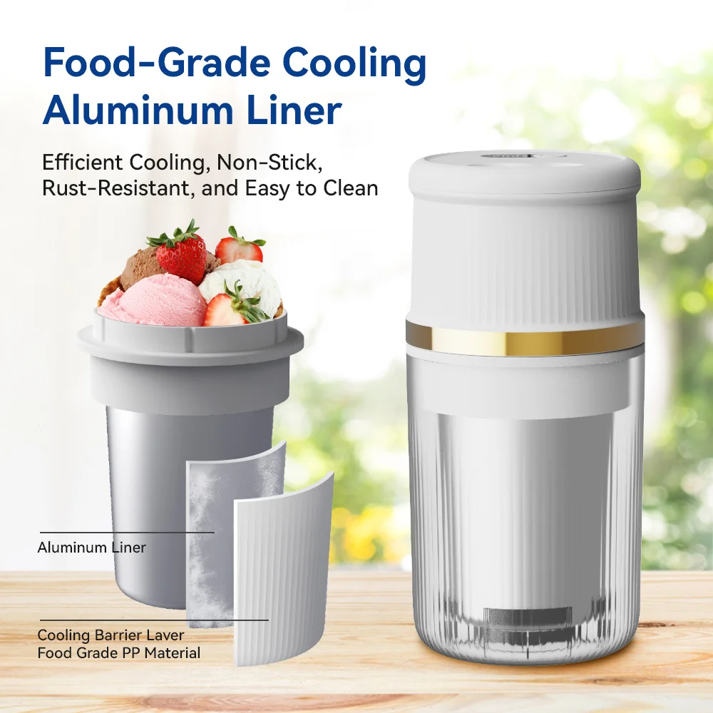 Exquisite Household Ice Cream Maker Machine Mini Rechargeable Milkshake Smoothie Gelato Maker Detachable Design Easy to Clean