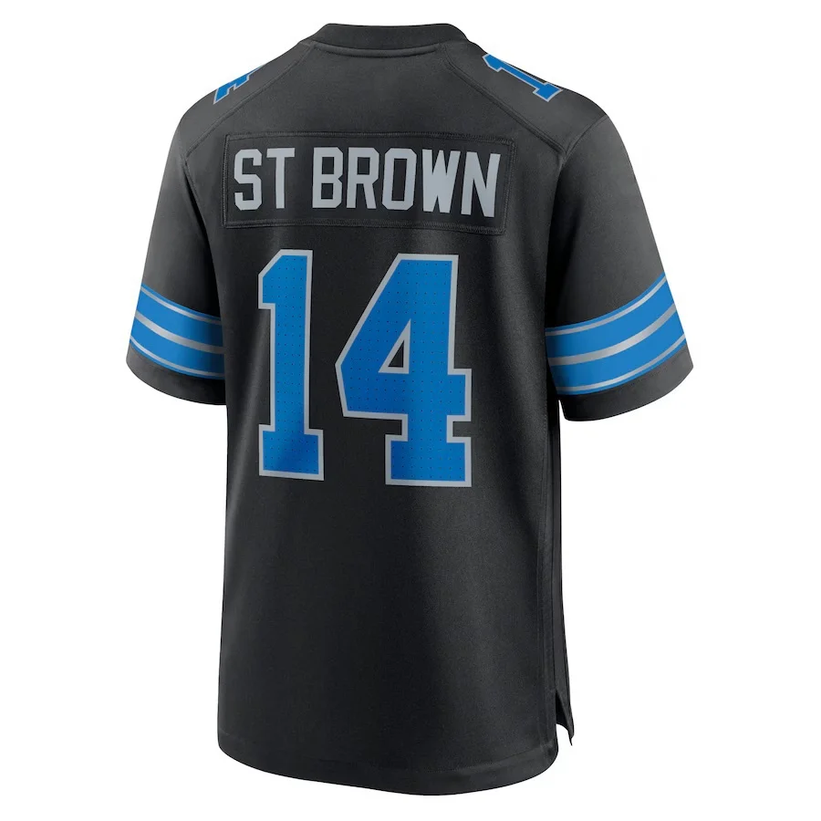 Лучшее качество #14 Mon-ra St. Brown #97 Aidan Hutchinson #26 Jahmyr Gibbs #16 Jared Goff Американская Футбольная майка